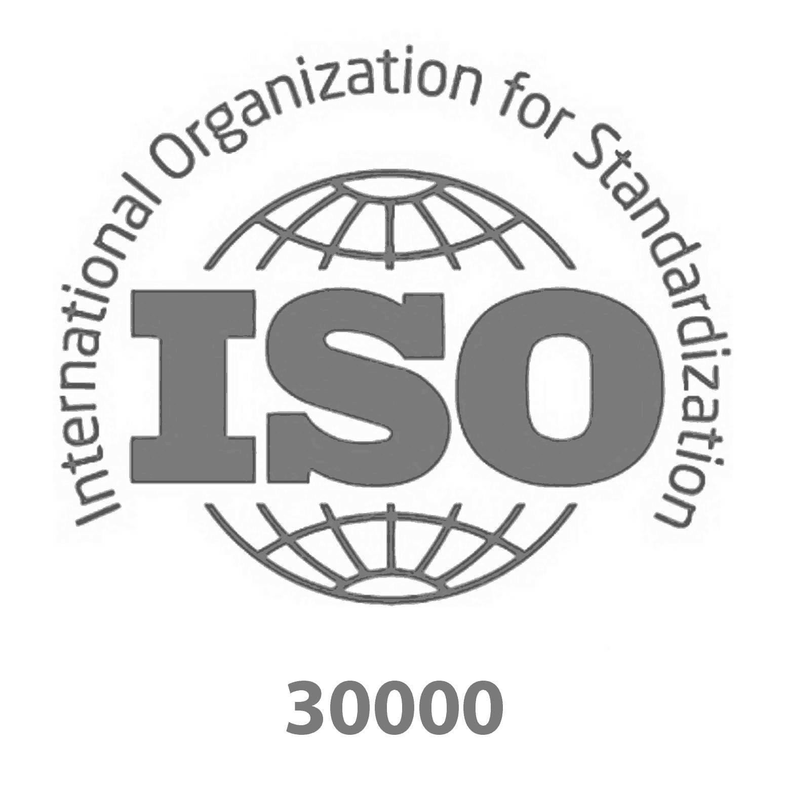 Logo del certificato iso 30000 per la gestione dei servizi navali e tecnologia marina.